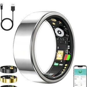 Smart Fitness Ring for Women and Men Silver NWT